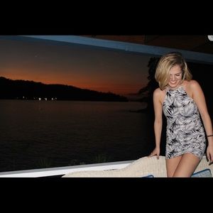 Palm Leaves Halter Bodycon Dress